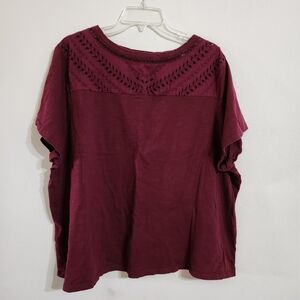 St. John's Bay Maroon Blouse with Eyelet Design